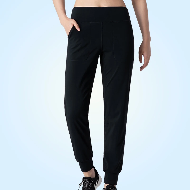 Xlwsbcr Women Naked-feel Fabric Loose Fit Sport Active Lounge Jogger Elastic Leggings with Two Side Pockets Full Length