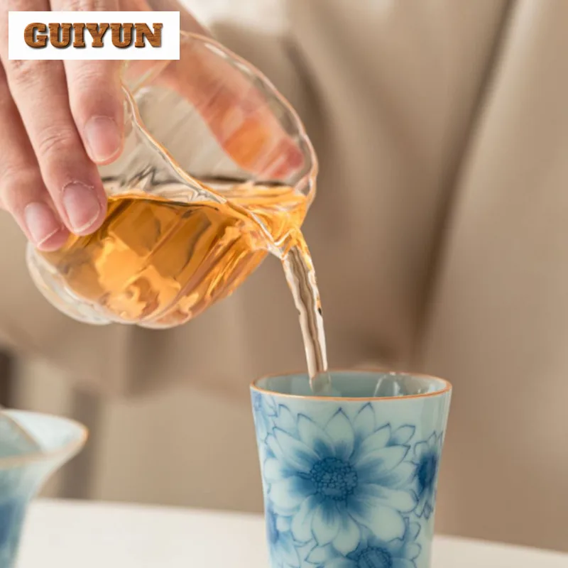 Китайская сине-белая чашка для чая с солнечным цветком креативная бамбуковым