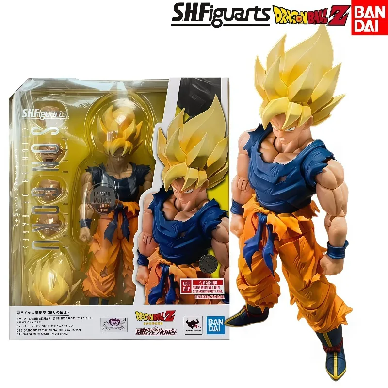 Фото В наличии 100% оригинальная фигурка Bandai SHFiguarts DBZ Супер Сайян Гоку с боевыми повреждениями, коллекционная аниме-фигурка, украшение для рабочего стола, подарок. №1