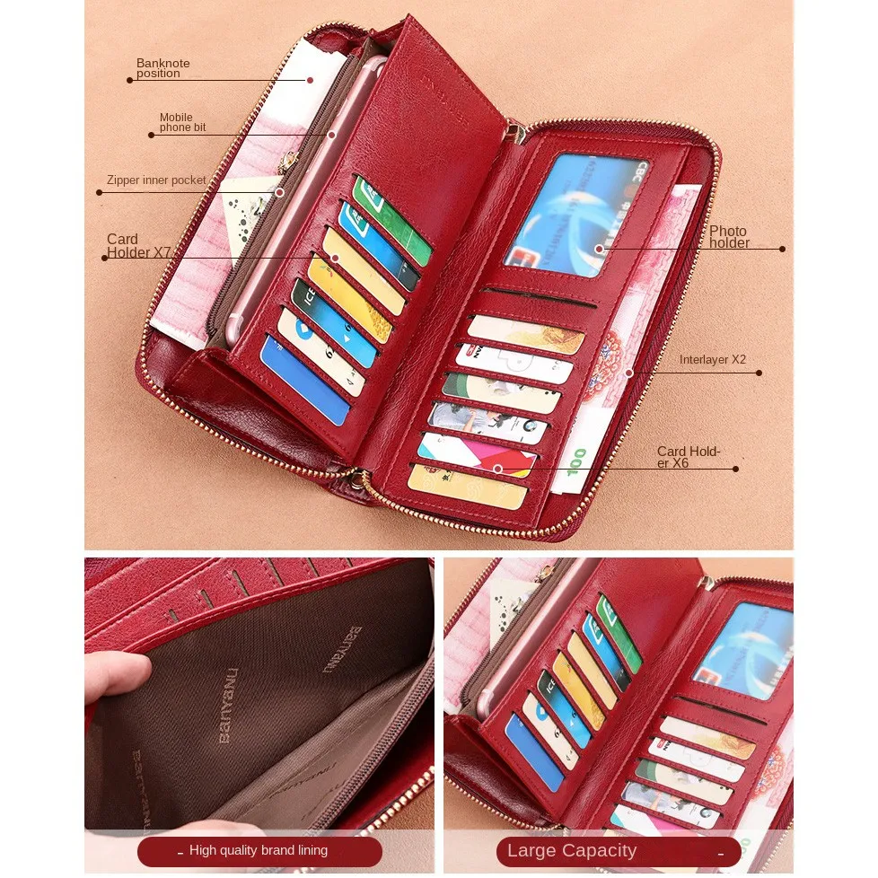 Клатч KAVIS из натуральной кожи удобный кошелек с зажимом для денег кредитницей и