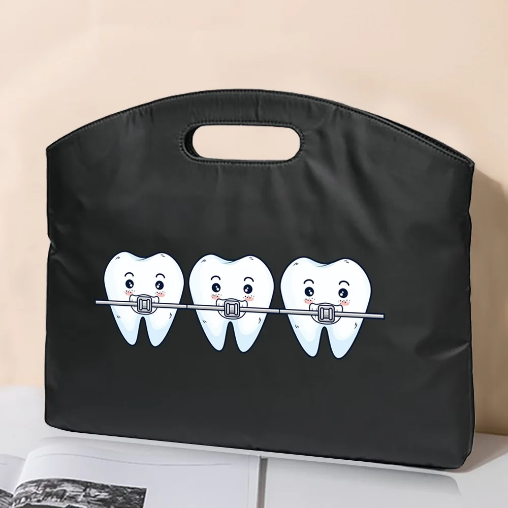 Business Briefcase Document Storage Bag Teeth Print Laptop Protection Handbag Document Material Organize Pouch Accessories Items