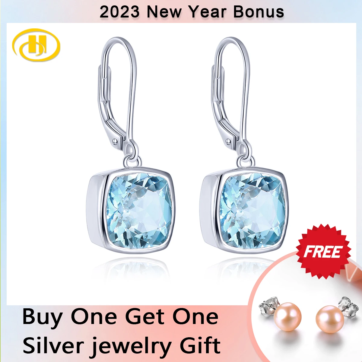 Серьги-подвески из серебра 5 4 пробы с натуральным голубым топазом - купить по