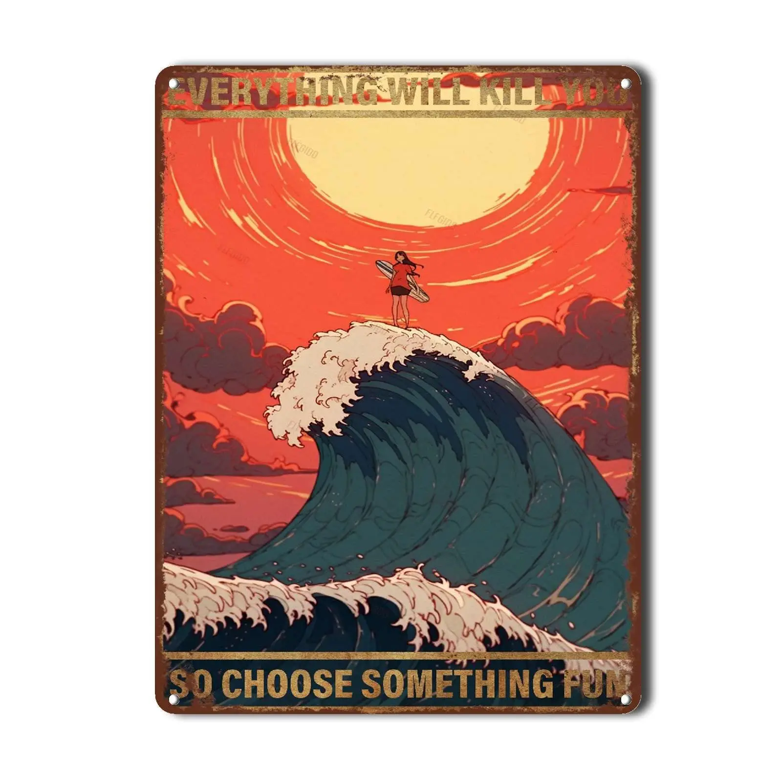 FLFGIDD Оловянная вывеска для серфинга металлическая настенная табличка в стиле