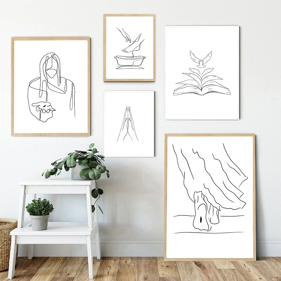 

Картина на холсте с изображением Иисуса Бога, Христианской Библии, скандинавские плакаты и принты, настенные художественные картины для го...