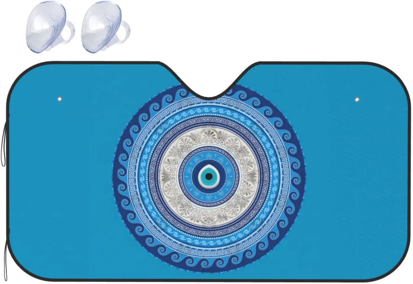 

Matiasma Blue Greek Evil Eye Car Sunshade for Front Shield, Foldable Car Windshield Sun Shade, Fits Most Size Windshields, Small