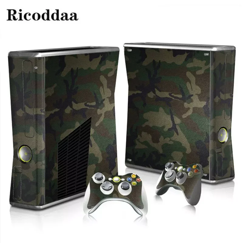 

Camouflage Vinyl Sticker For Xbox 360 Slim Console+2 Controller Skins Cover Jogo For Microsft Xbox 360 Slim Accessory