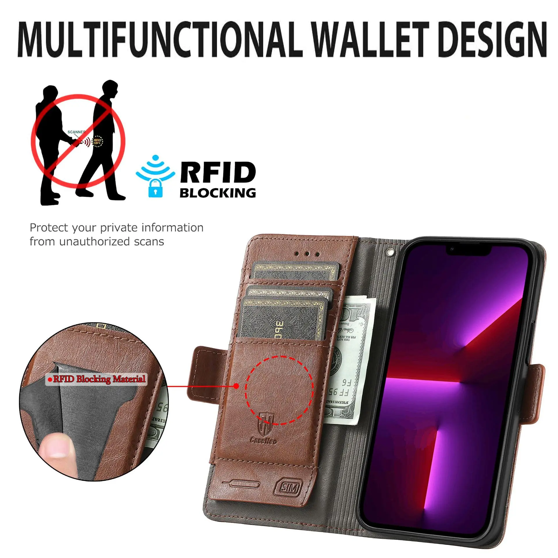 

RFID anti-theft case For iPhone 14 Pro Max 13 12 11 Mini XS XR X 7 8 Plus SE 2020 Business Leather Flip Case Wallet Phone Cover