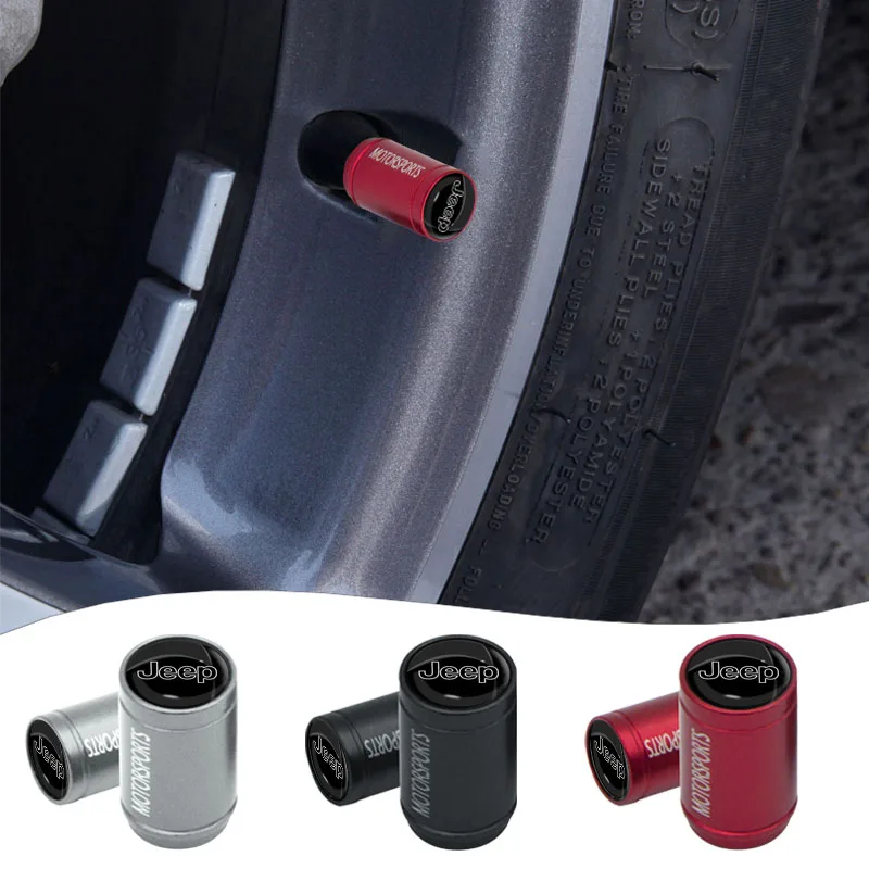

4pcs Car Logo Alloy Sports Valve Cap Decoration For JEEPs Grand Cherokee WJ WK WK2 KJ KK Compass libertad Wrangler TJ JK de 2 4