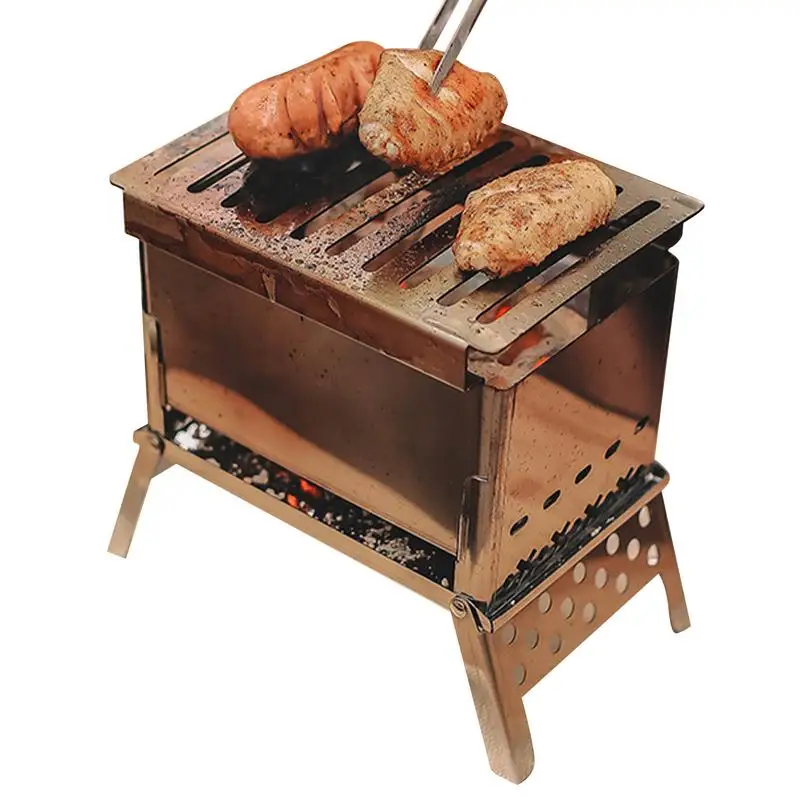 

Деревянная горелка из нержавеющей стали 430 для приготовления пищи, раздвижная уличная горелка для приготовления пищи, уголь для кемпинга, п...