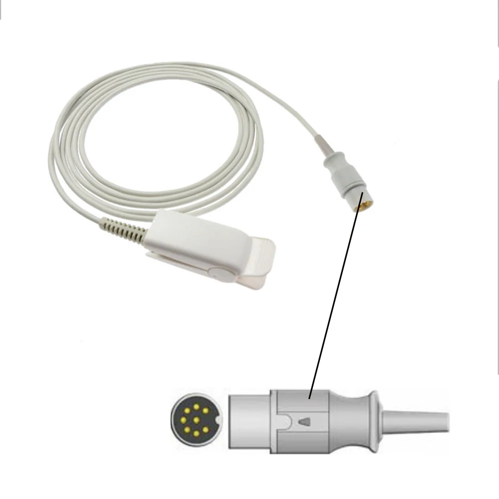 Совместим с DATASCOPE 8-контактным монитором. Многоразовый зонд Spo2 разъем кислорода в