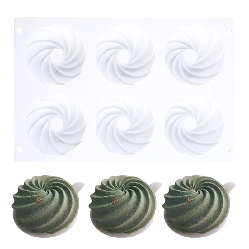 

6 Cavity Spiral Silicone Cake Mold for Chocolate Mousse Jelly Pastry Ice Cream Dessert Bread Bakeware Pan Tools