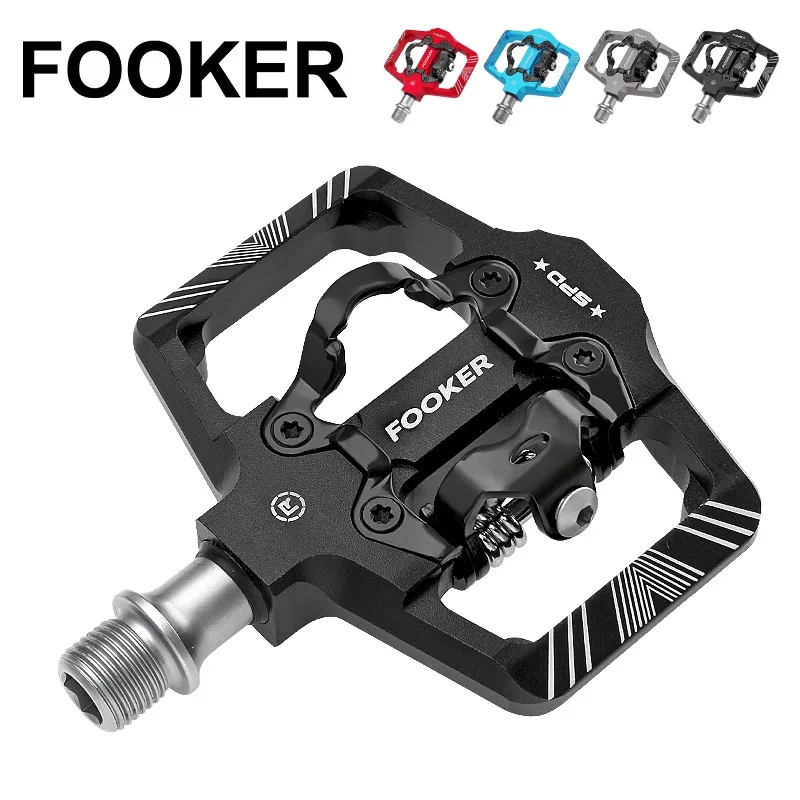 

Self-locking Bike Pedals Dual Function Sided Pedals Plat & SPD Pedal Sealed Bearings 9/16” Bicycle Pedals