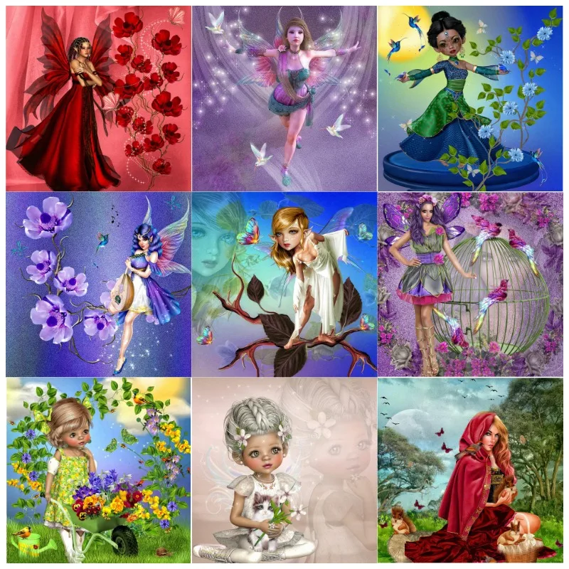 

Magic Women 5D Diy Diamond Painting Fairy Girls Round Diamond Mosaic Rhinestone Cross Stitch Handmade Gift Home Decor