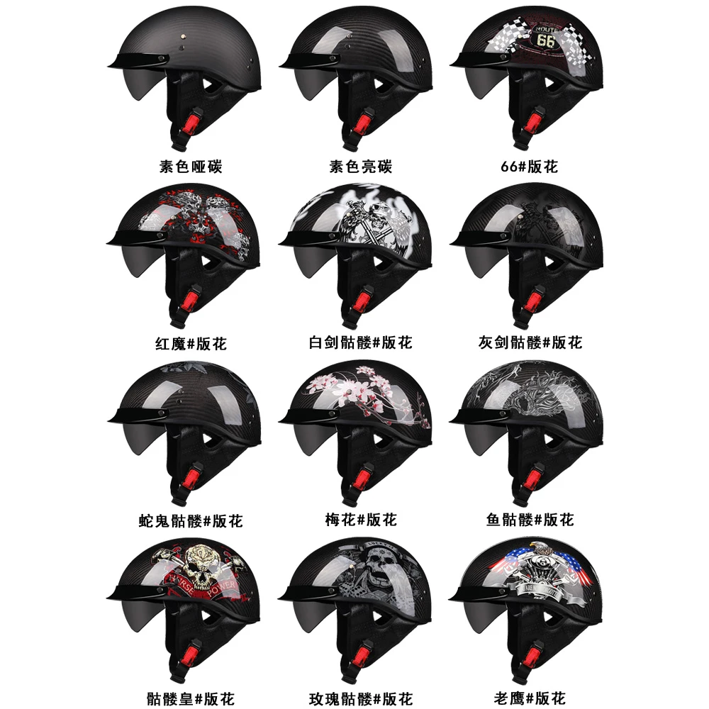 2022 New Fast Shipping Carbon Fiber Motorcycle Half Face Helmet High Quality Handmade Motorbike Scooter Riding Jet Casco Moto enlarge