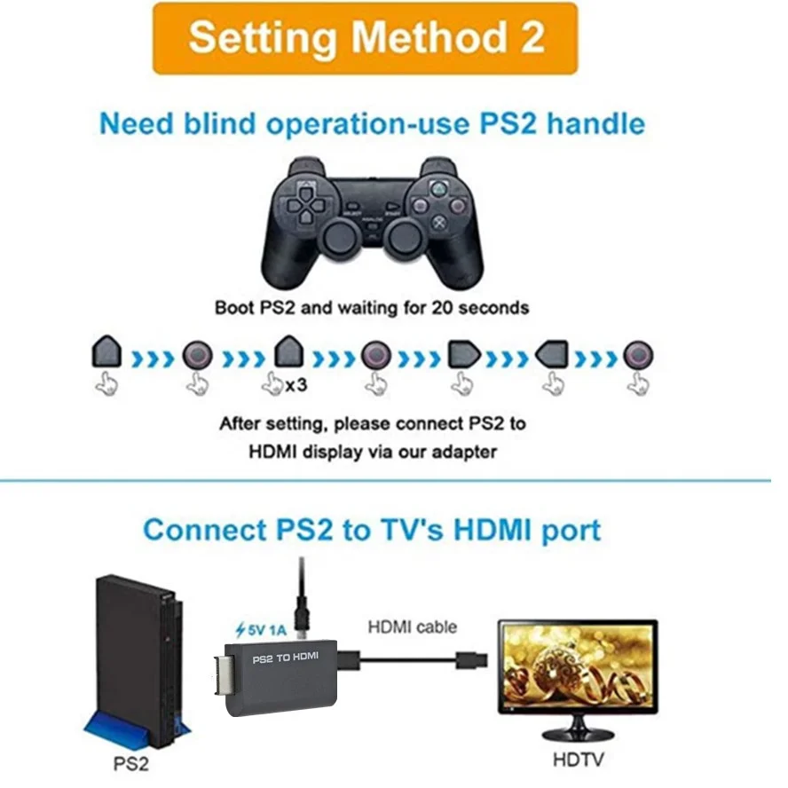 Конвертер PS2 в HDMI-совместимый преобразователь видео Full HD 1080P адаптер интерфейса