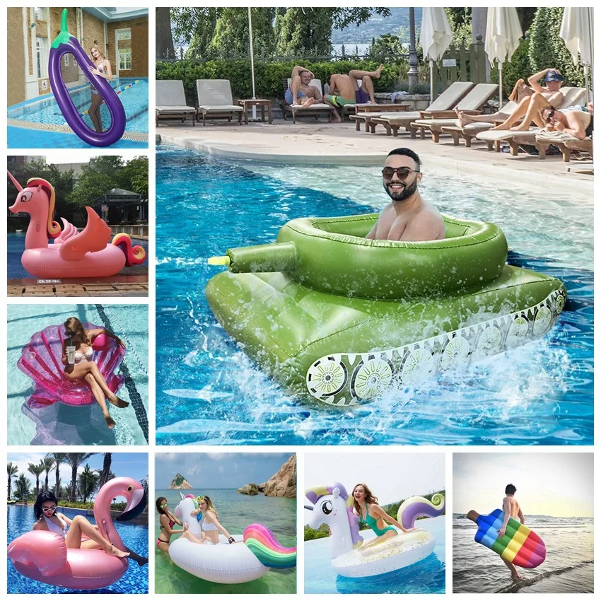 Inflatable Giant Flamingo Swan Unicorn Float For Adult Tube Circle Water Pool Party Toys Ride-On Air Mattress Swimming Ring boia