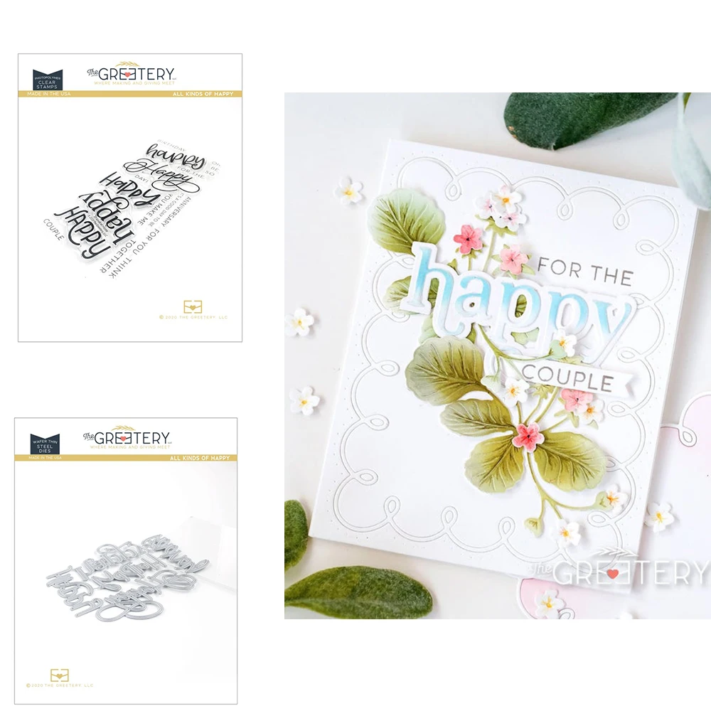 

Happy 2022 New Cutting Dies & Stamps & Hot foil Scrapbooking Card Stencil Paper Cards Handmade Album Stamp Die Sheets