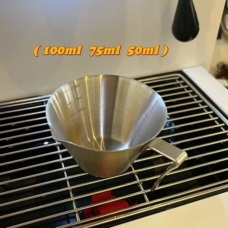 

50ML/100ML Stainless Steel Espresso Measuring Cup Single Mouth Jigger Coffee Jug Handle 304 Scale Measure Mugs Extraction Cup