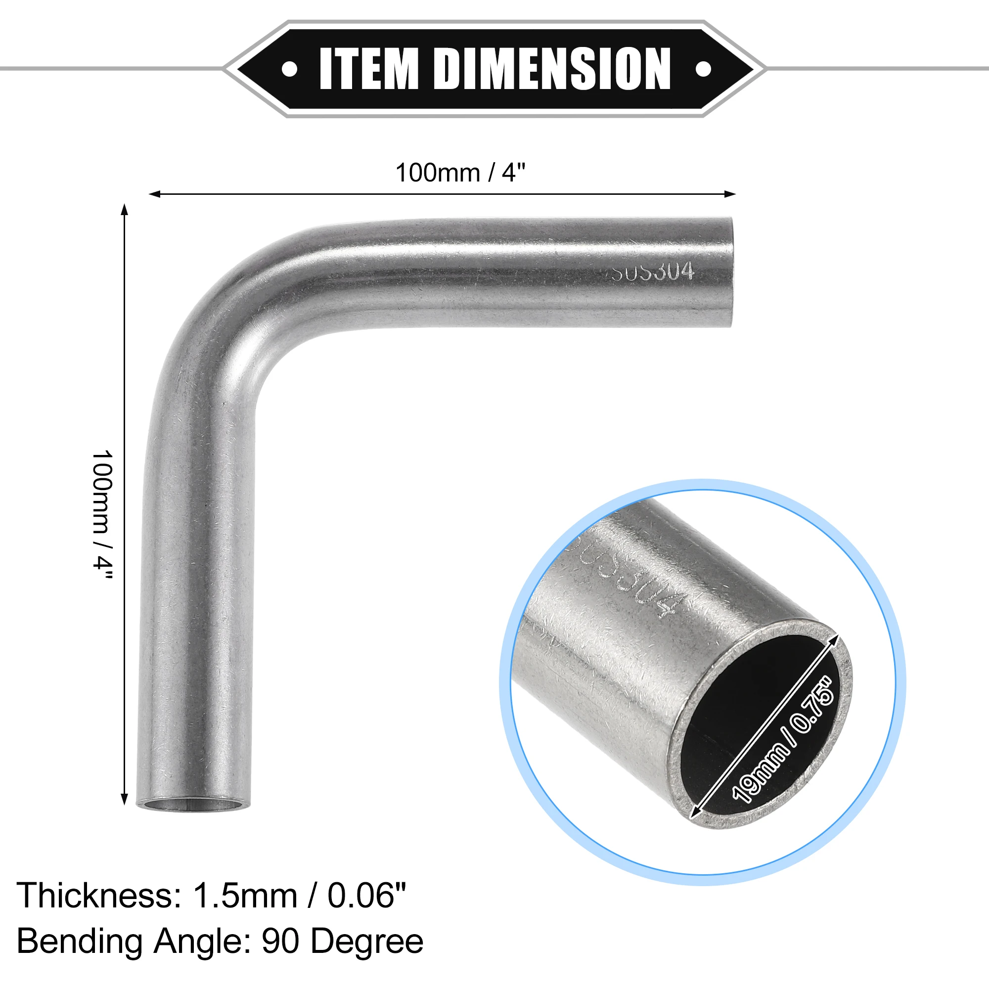 

Uxcell Bend Elbow Pipe Tube 19mm 22mm 25mm 32mm 38mm 45mm OD 100mm Leg Length 90 Degree Car DIY Exhaust Pipe Air Intake Tube