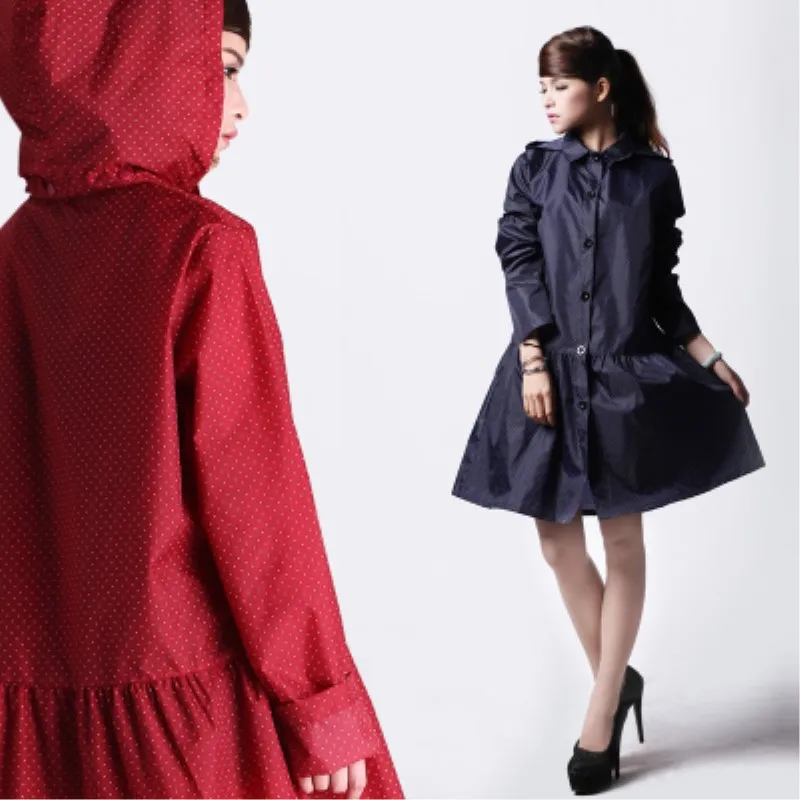 

Длинный дождевик FreeSmily из полиэстера, толстый дождевик для девушек, непромокаемый дождевик с капюшоном для походов и путешествий