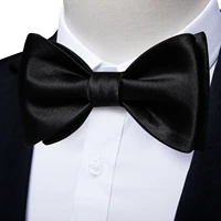 fashion black silk luxury bow ties for man accessories classic solid men self tie bowties pocket square cufflinks set wedding