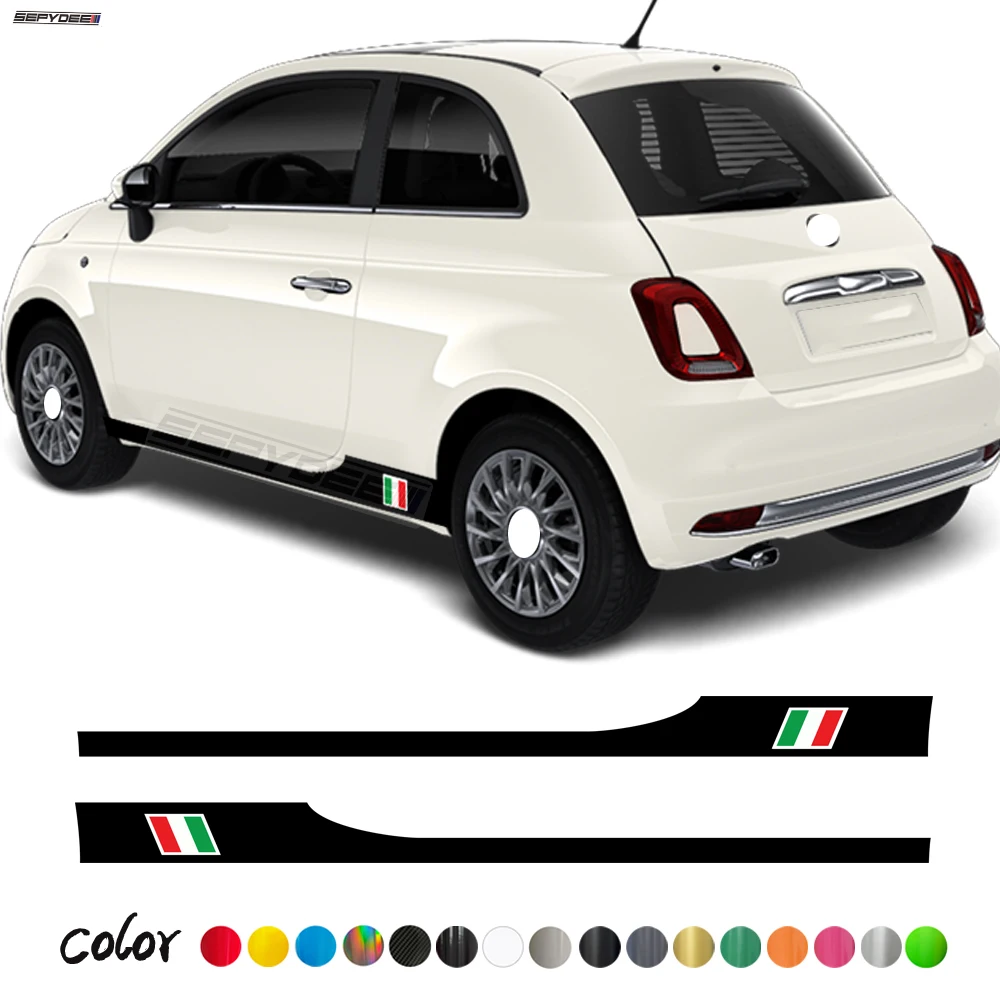 

2 шт., наклейки на боковую юбку автомобиля Fiat 500 Abarth 500e 500c 595 695