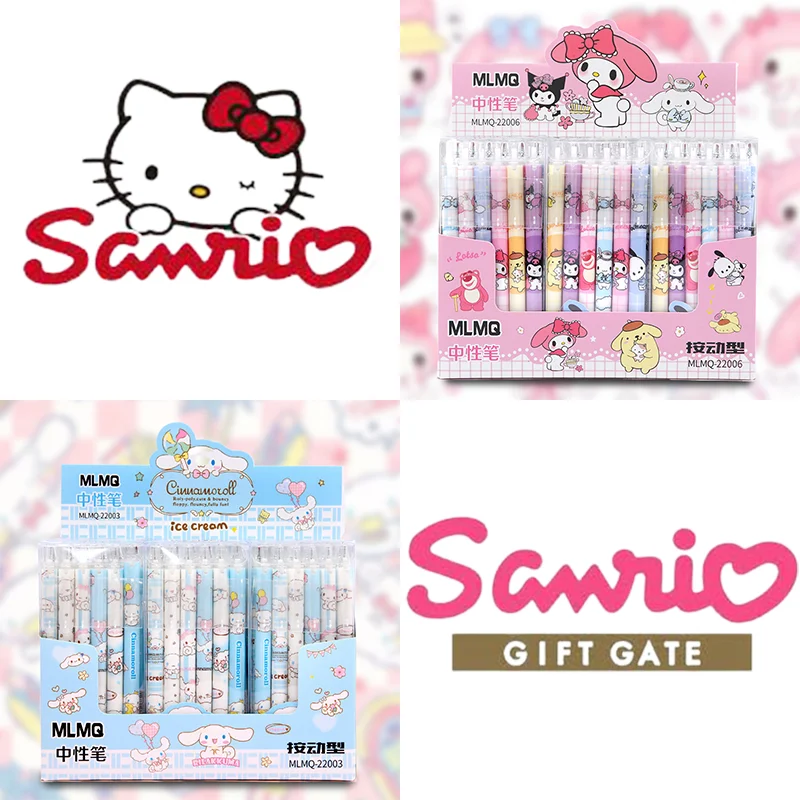 

24/48 шт. Sanrio гелевая ручка Kawaii Hello Kitty Kuromi Cinnamoll 0,5 мм Черная гелевая ручка для пресса канцелярские принадлежности для студентов милые Канцтовары