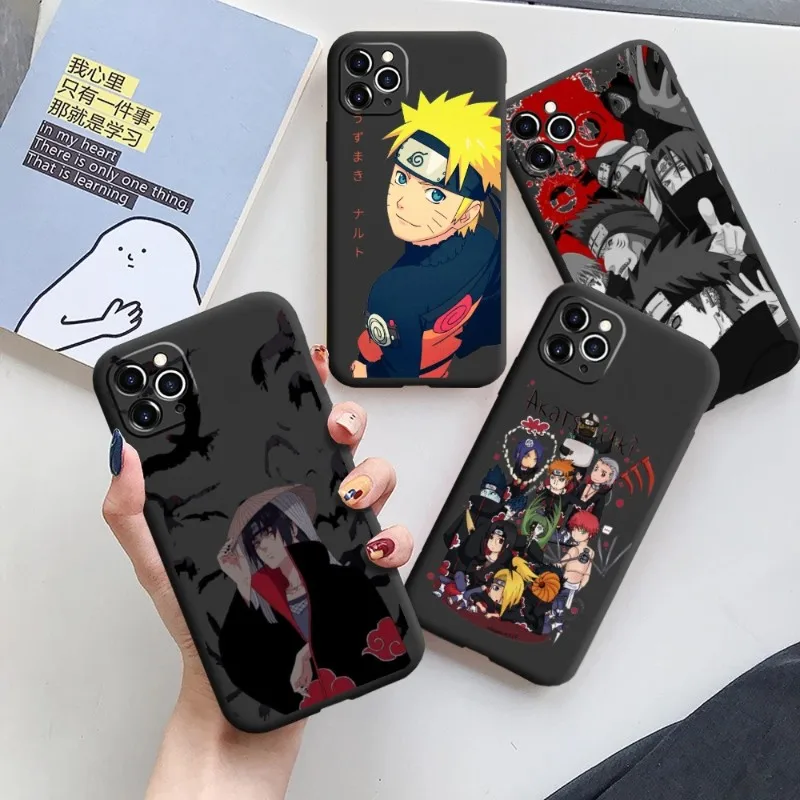 

Naruto Akatsuki Anime Phone Case For Iphone 14 11 12 13 PRO MAX X XS Mini 7 8 PLUS Se 2020 Black Cover