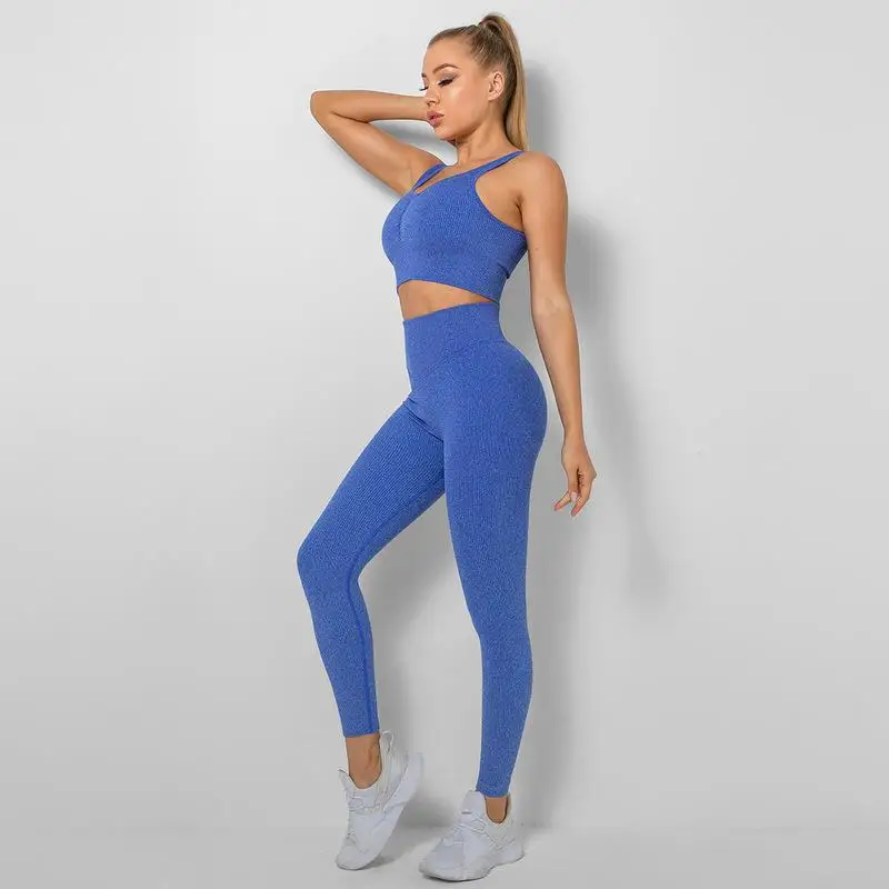 2 Piece Yoga Set Solid Color Fitness Leggings Sport Bra Gym Set Women Activewear Summer Workout Clothes Outfits Female Tracksuit
