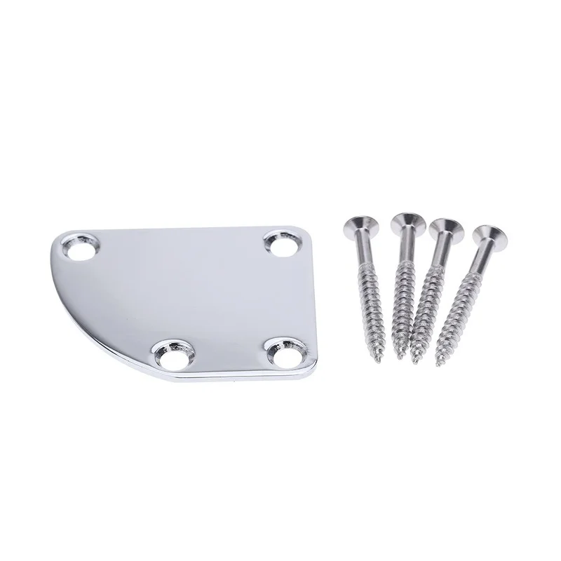 

Neck Plate with 4 Mounting Screws Deluxe Style Chrome Finish 4-bolt Neck Plate for Electric Guitar