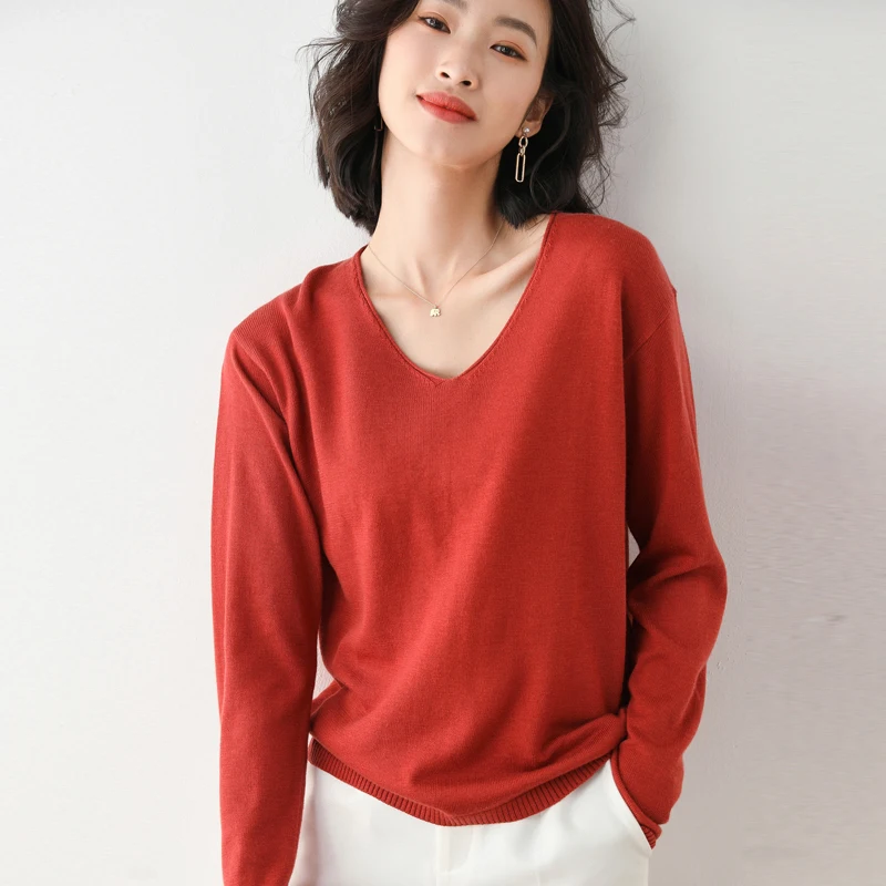 

Spring 2022 new edge knitted pullover short plus size loose Joker sweater base