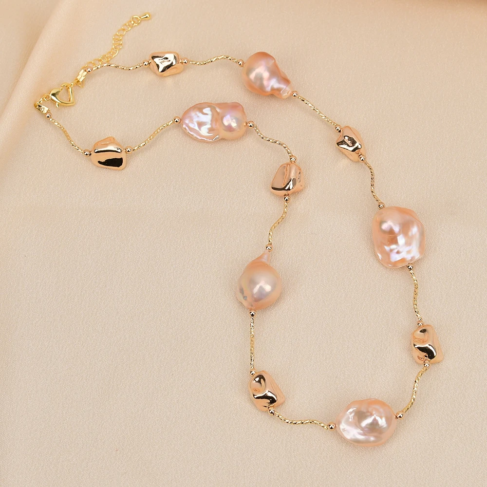 Женское Ожерелье из натурального жемчуга с покрытием золота