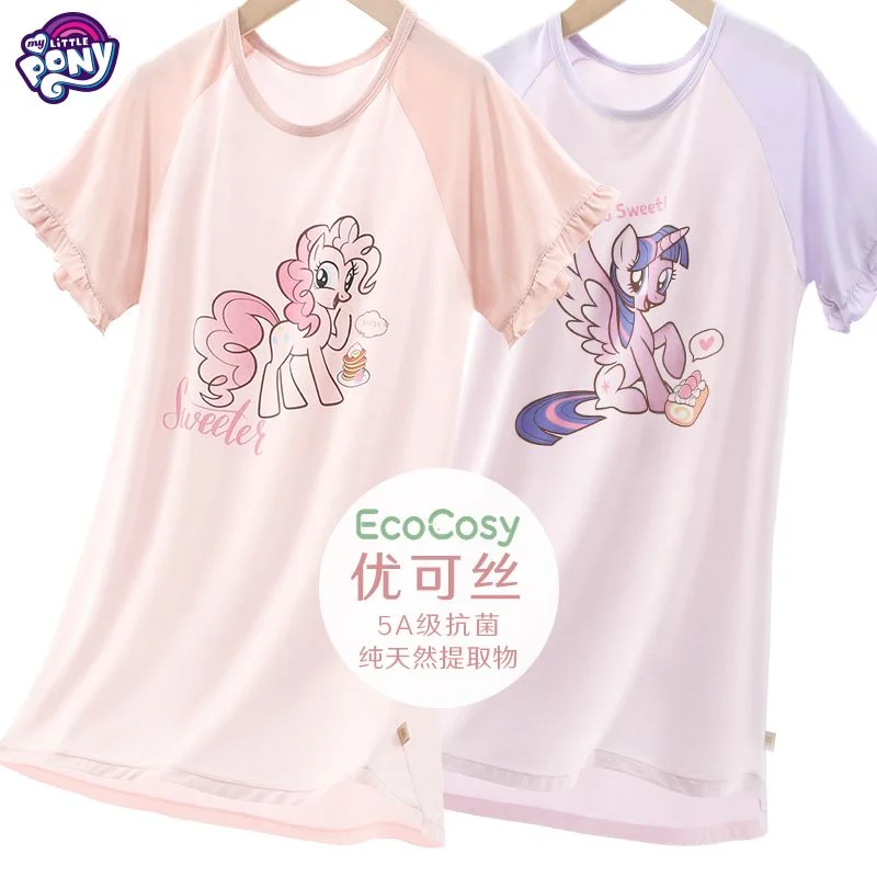 

Милая Детская ночная рубашка My little pony с короткими рукавами для маленьких девочек, домашняя одежда для кондиционера, подарок