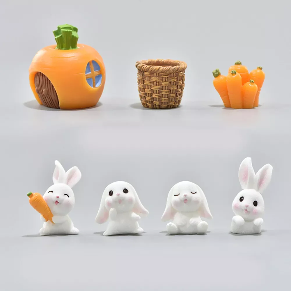 

1 Piece Set Easter Bunny Decoration Craft Miniature Model Home Decoration Desktop Garden Decoration Easter Decoration
