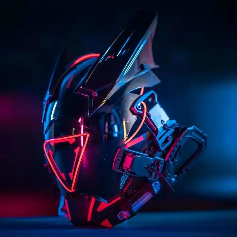 Pаспродажа Маска Shinobi в стиле киберпанк для косплея, маска спецназа, Самурайские маски, треугольный проект El со светодиодсветильник кой