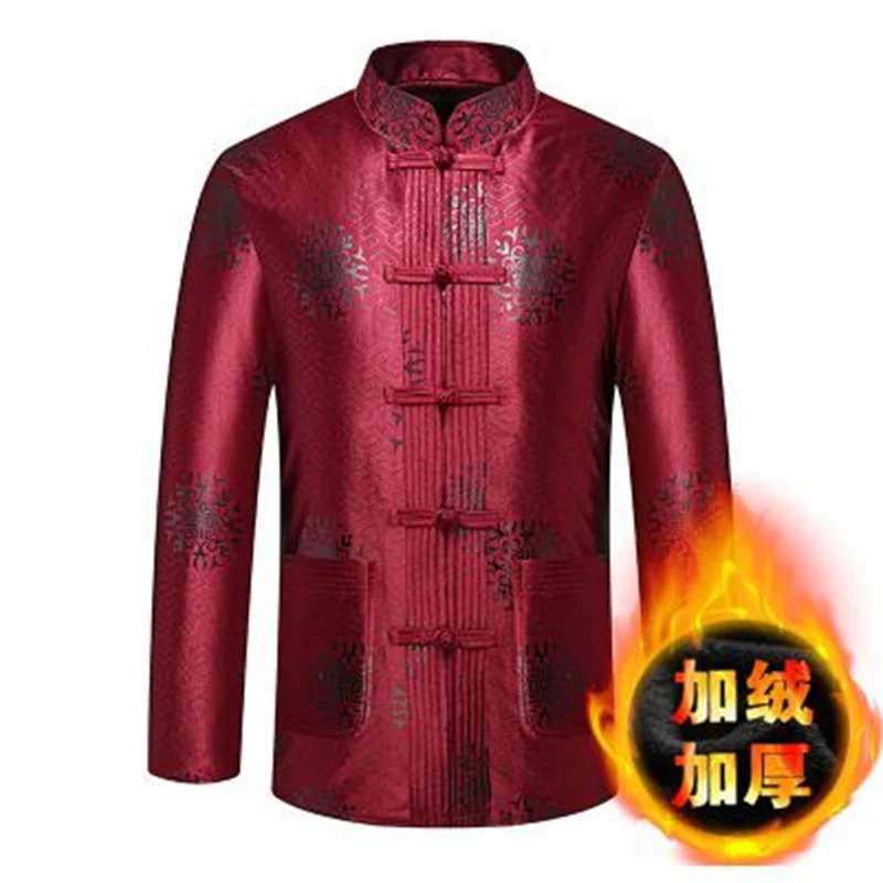 

Middle-aged jacket men blazer Plus velvet thicken winter casaco jaqueta masculina stand collar coats mens tang suit b283