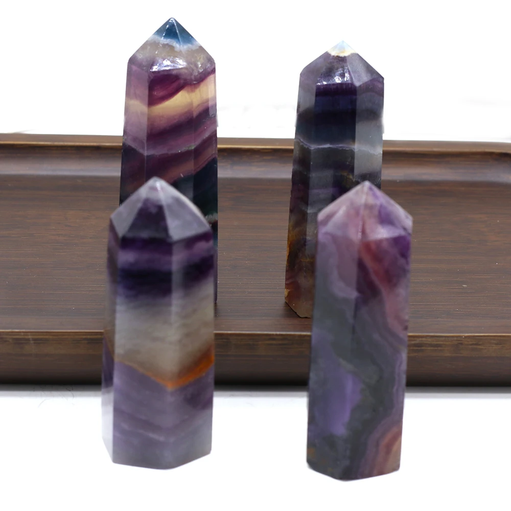

Fluorite Natural Stone Crystal Tower Hexagonal Prism Ornament Bead Wand Healing Energy Reiki Ore Meditation Lucky Home Decor 1PC