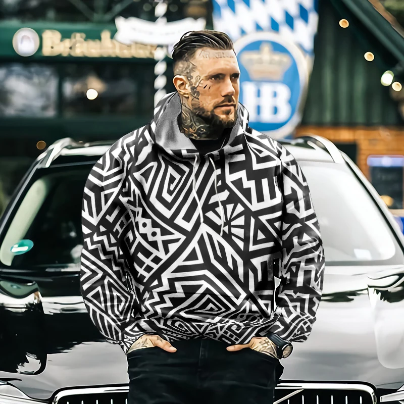 

Spring, autumn and winter men's color stripes 3d printing casual sports hip-hop hooded fashion jacket sports jersey hoodie