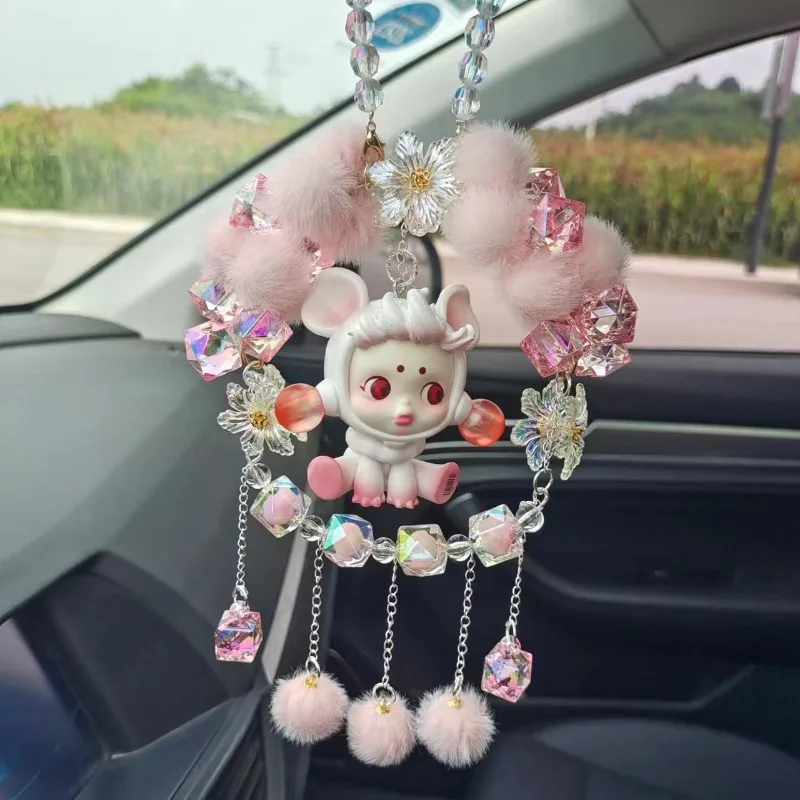 

Anime POP MART Cute Car Hanging Pendant Rearview Mirror Decoration Car Mirror Ornaments for Women Girl Car Interior Accessories