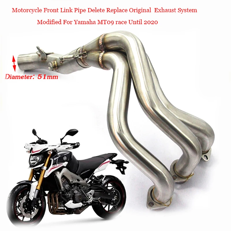 

For Yamaha MT09 race Motorcycle Stainless Steel Full Set Link Middle Pipe 51mm Exhaust Muffler Pipe Non-destructive installation