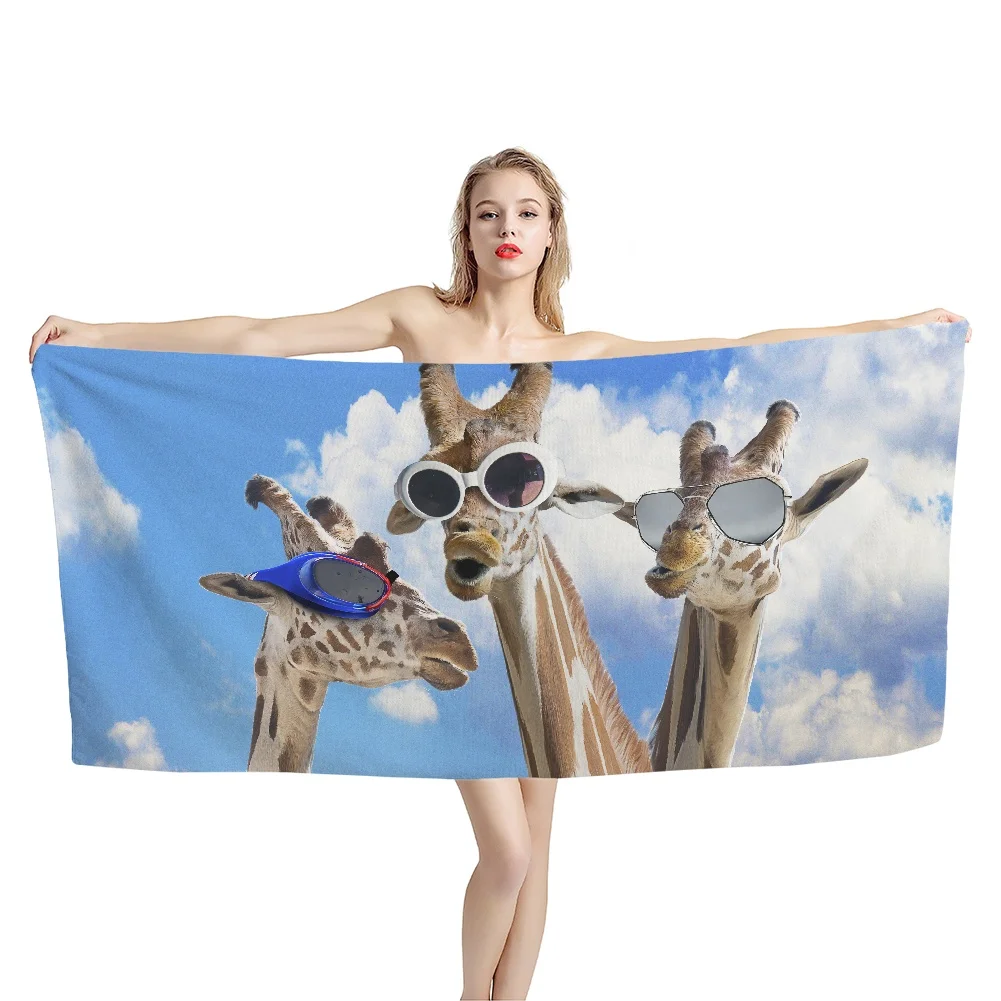 

Очень крутое быстросохнущее пляжное полотенце с рисунком животных и жирафов, Мочалка для лица из микрофибры, полотенце для ванны и серфинга
