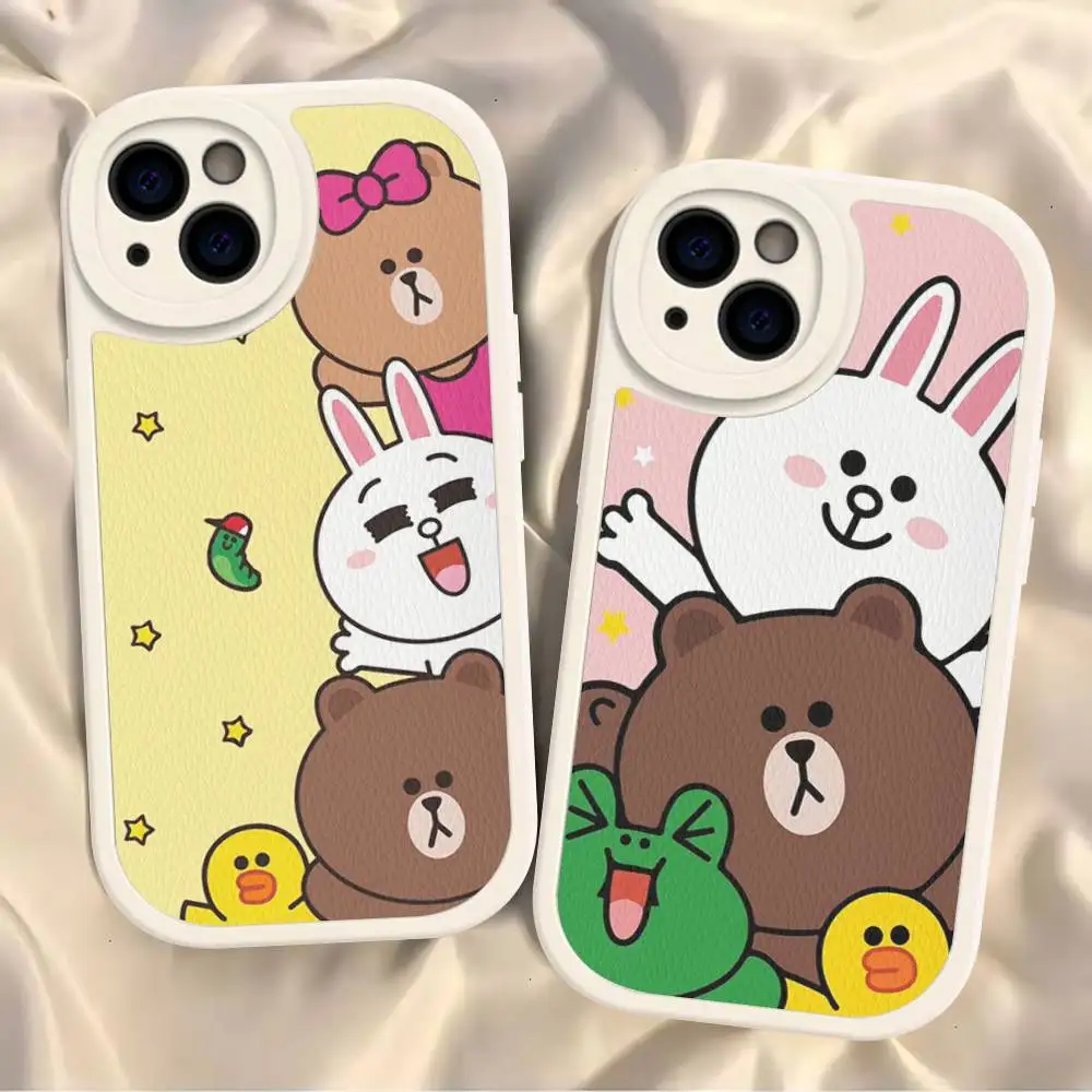 Милый мультяшный чехол C-Cony B-Brown для iPhone 16 15 14 13 12 11 Pro Max Plus, противоударный кожаный чехол (art.: 3920d83ecf247) - 3920d83ecf247
