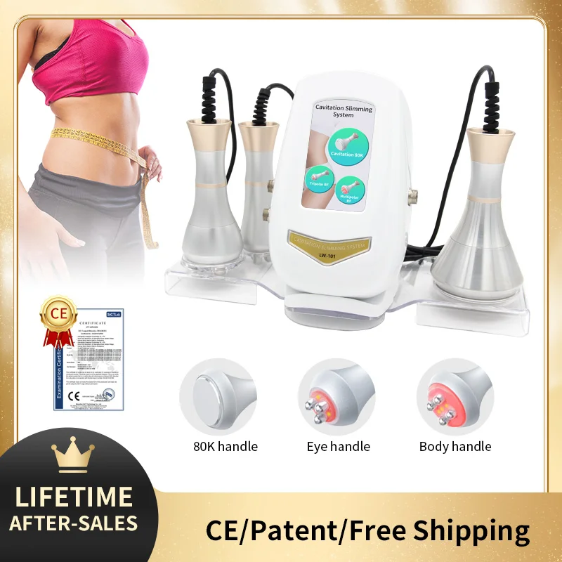 

80K 3 In 1 Cavitation RF Ultrasound Machine Face Fat Reduction Equipment Cellulite Massager Skin Tightening Whitening Home Weigh