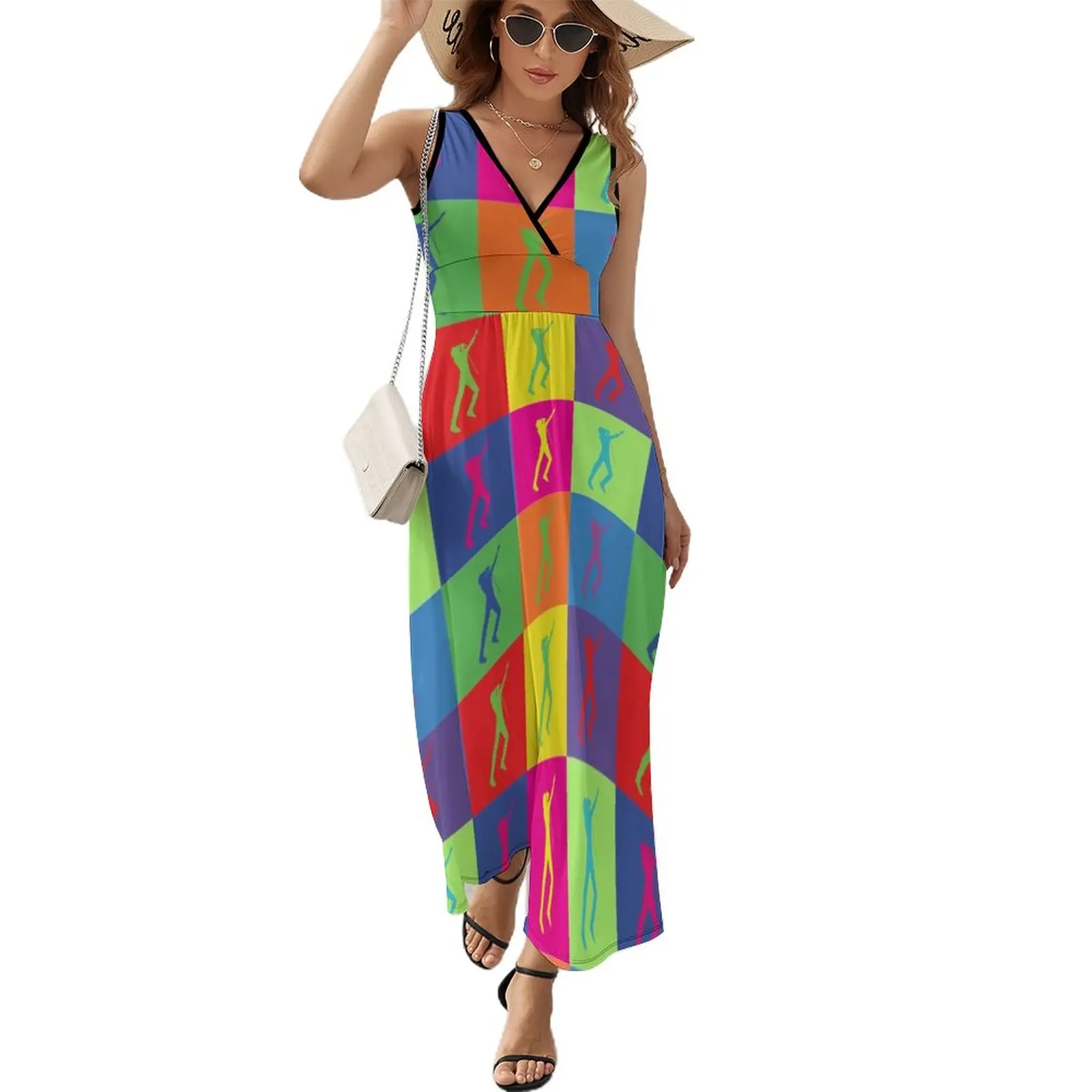 

Queen Prints Dress Freddie Pop Night Club Maxi Dress Sleeveless Aesthetic Boho Beach Long Dresses Women V Neck Graphic Vestido