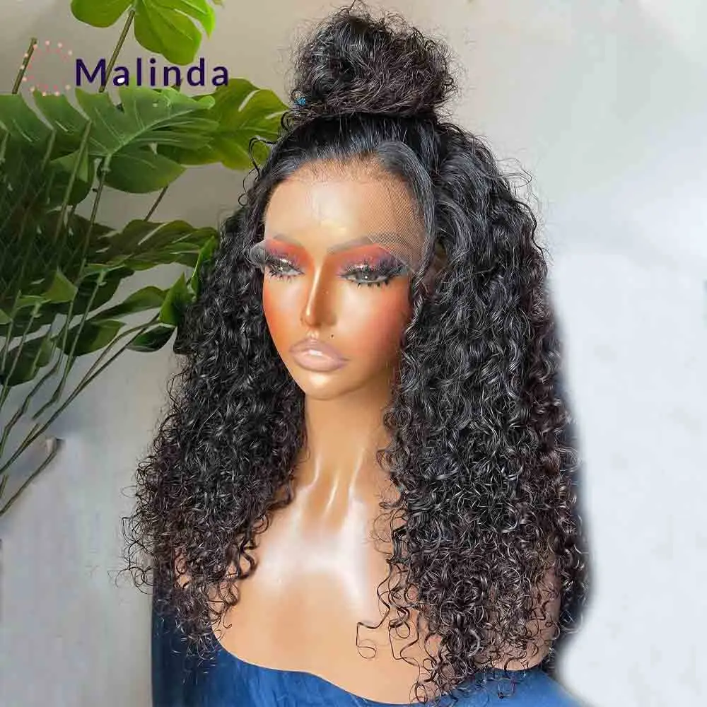 

250% Density 360 Kinky Curly HD Transparent Lace Front Wig Natural Wear and Go Glueless Pre Plucked Human Hair Wigs Ready to go