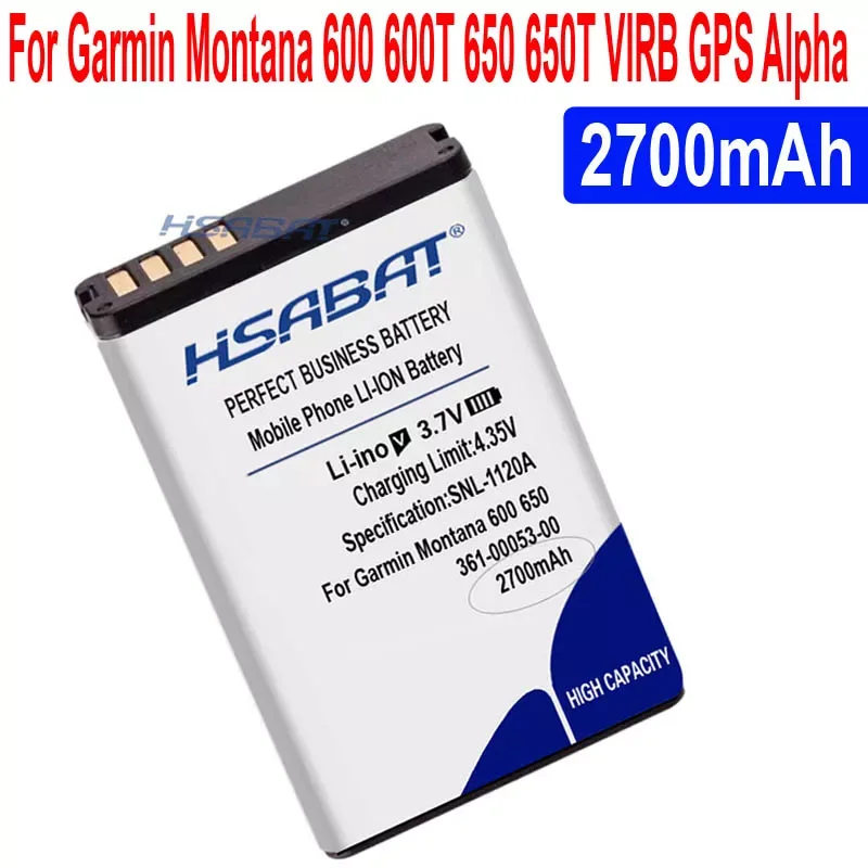 

2023New 2700mAh 361-00053-00 361-00053-04 Battery for Garmin Montana 600 600T 610 650 650T VIRB GPS Alpha 100 handheld 010-11654
