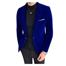 Blazer en velours doré pour hommes, veste de Costume de haute qualité, Slim Fit, à la mode, décontracté, Costume de chanteur de marié, soirée formelle, nouvelle collection automne hiver 2020  (2)