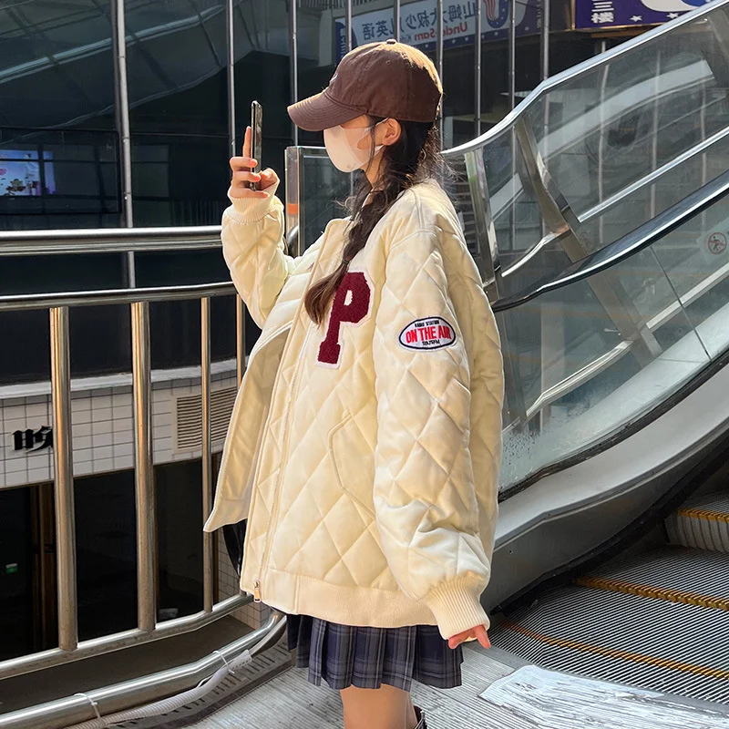 Baseball padded for women in 2022 winter new loose college style down for women's casual