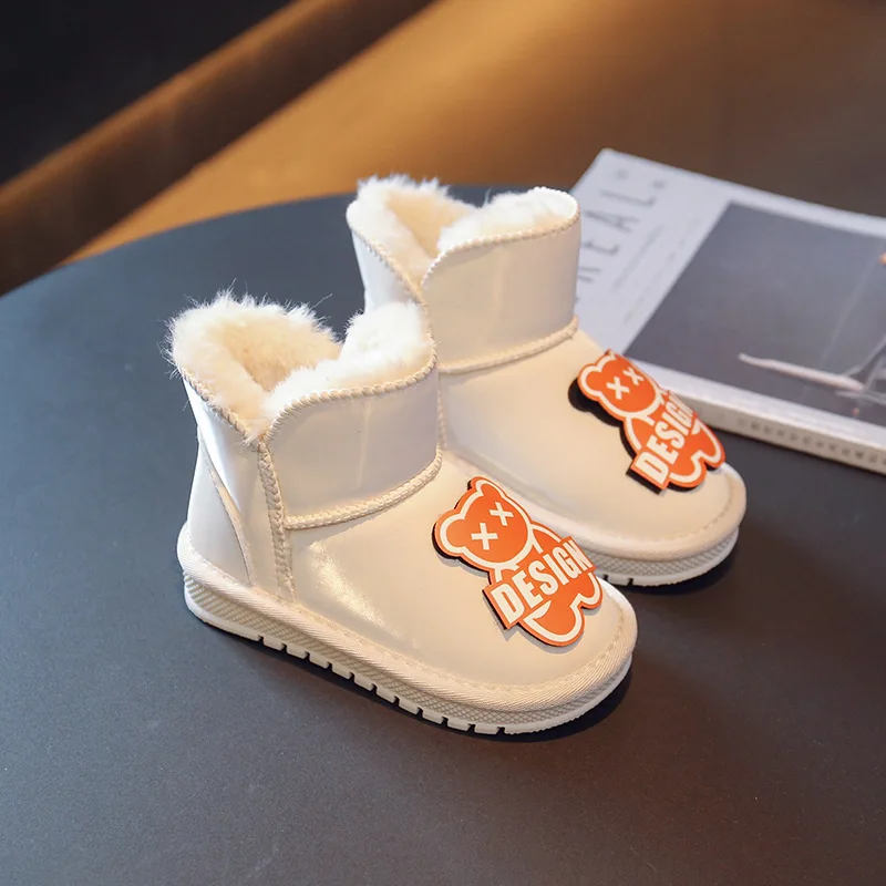

Young Children Winter Boots Warm Off White Kids Bear Luxury Designer Platform Flats Baby Girls' Shoes Cowboy Chelsea Ankle Boots