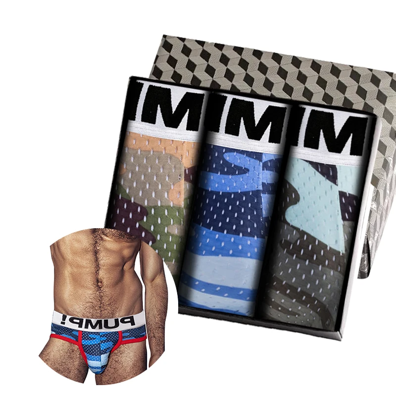

3Pcs Jockstrap Underwear Man Brief Cotton Breathable Gay Sexy Men's Panties Briefs Men Underpants Calzoncillos Slip 2022 New